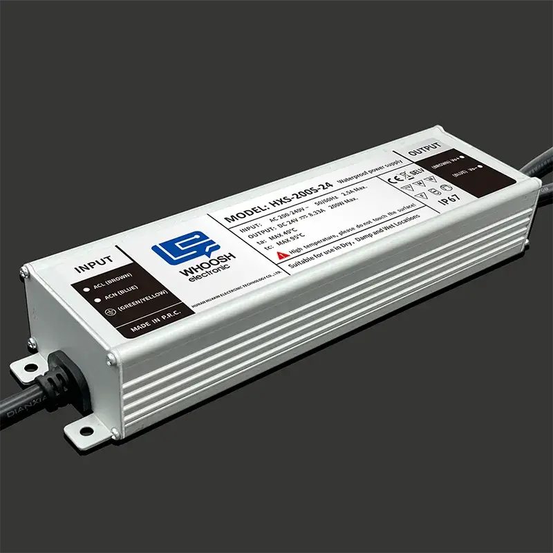 IP67 12V 24V 200W waterproof power supply long lifespan, high stability